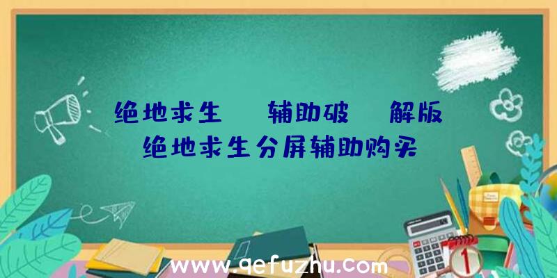 「绝地求生edg辅助破解版」|绝地求生分屏辅助购买